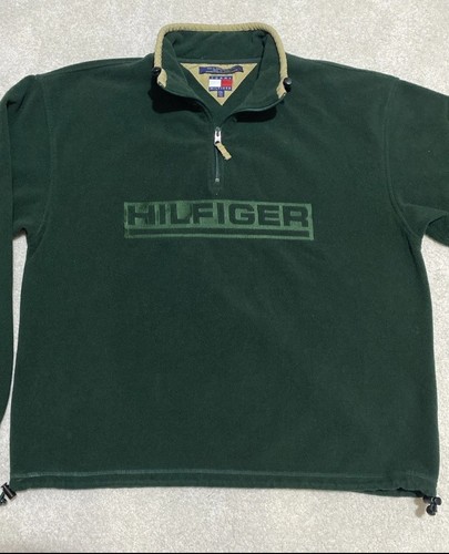 Maglione Tommy Hilfiger vintage uomo 2XL pile quarto zip pullover anni 90 outdoor - Foto 2 di 10