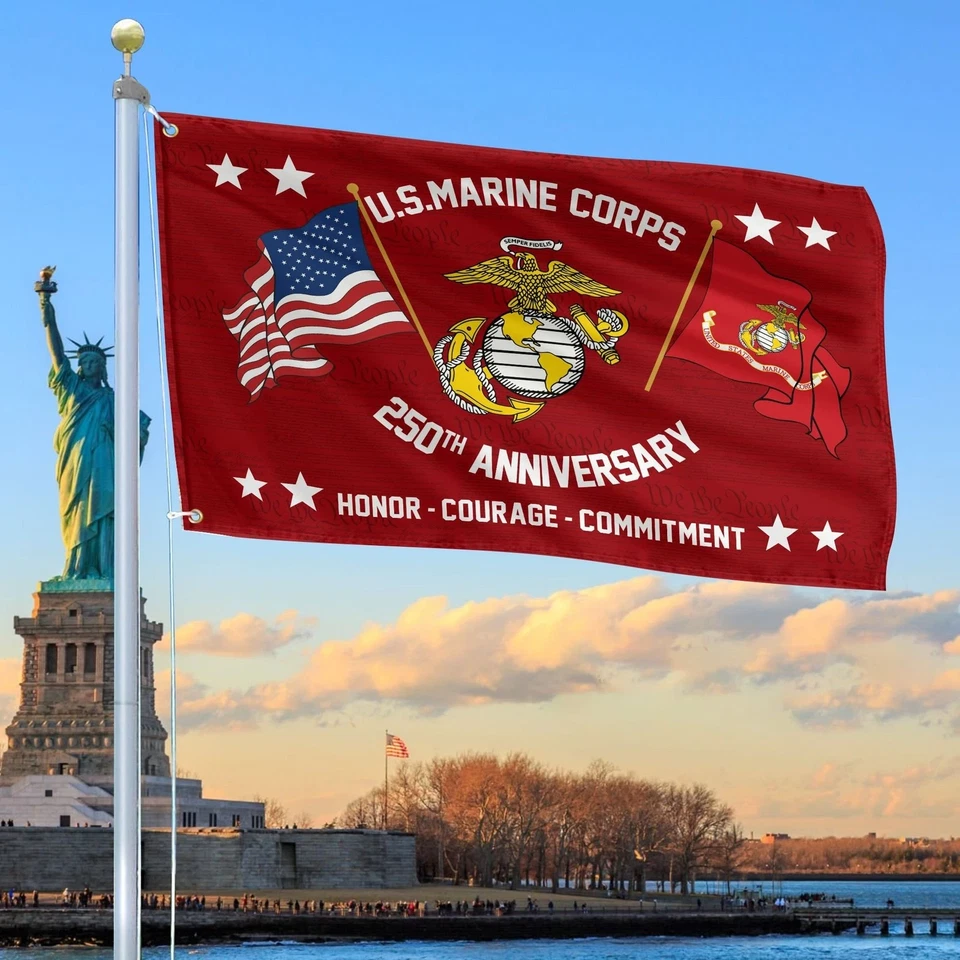 250th Anniversary Marine Corps Flag Semiquincentennial Flag, Patriotic HouseFlag - Image 2 of 4