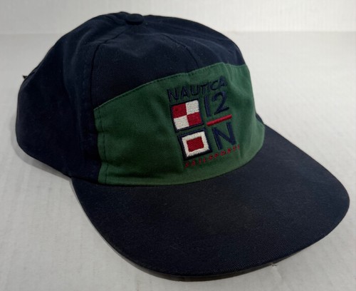 Vintage Nautica Sailsports Hat 90s Competition Strapback Spoonbill Flag Sailing
