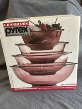 4 Pc Pyrex Originals Cranberry Amethyst Mixing Nesting Bowls 322 323 325 326