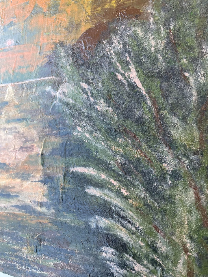 Arte Original "Bayou Sundown" 12x12 Lienzo Expresionismo Diseño Abstracto Arte Hogar Foto 3 de 4