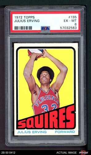 1972 Topps #195 Julius Erving  Squires RC HOF University of Massac PSA 6 - EX/MT
