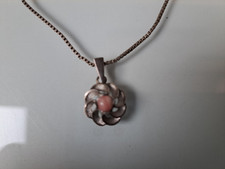 Beautiful, old chain with pendant, 925 silver with pink stone