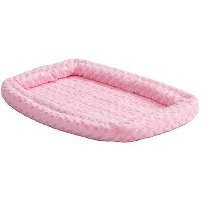 Comfortable Pink Double Bolster Pet Bed and Crate Mat for Medium Dogs