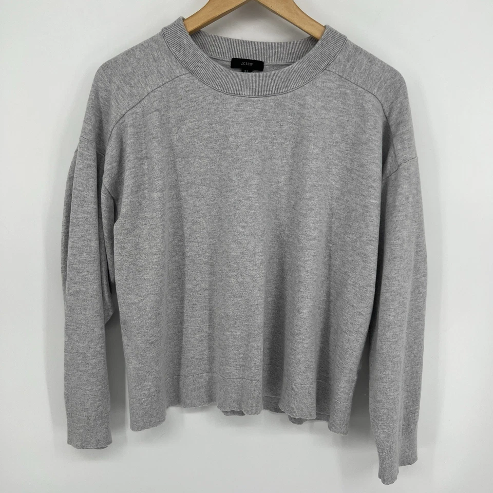 Suéter recortado tejido suave para mujer J.Crew XL gris algodón cachemir Foto 2 de 4