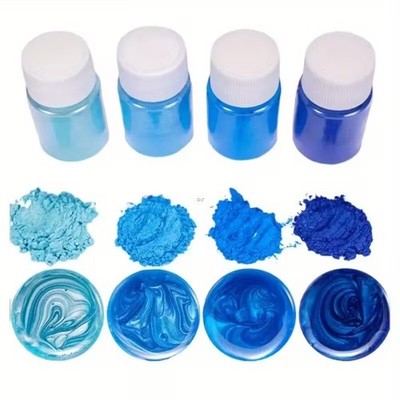 4x Blau Glimmer Pulver Harz Pigment Set Perlglanz Epoxid UV Basteln Färben