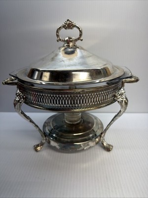 Silver Plated Elegance E.P. Steel Chafing Dish Vintage Design