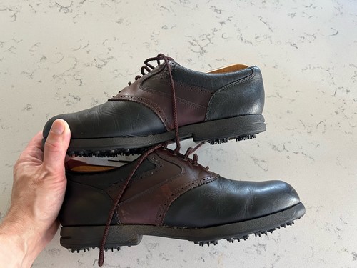 Footjoys Golf Shoes Black/Brown Leather Studs UK Mens 8 - Picture 7 of 8