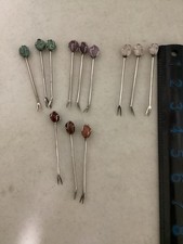 Set Of 12 Polished Stone Cocktail Forks