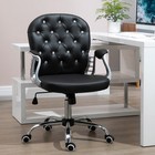 Vanity Office Chair Tufted Backrest Swivel Chair with Height Adjustable, Black