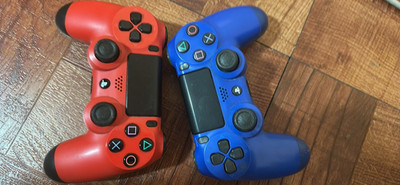 Sony DualShock 4 Wireless PS4 Controller Lot of 2 Touchpad Red/Blue