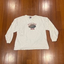 Vintage 90s Tommy Hilfiger Football Graphic Long Sleeve Shirt White XXL USA