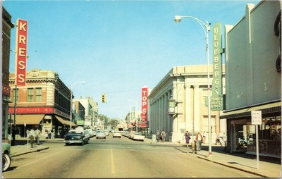 North Foster Street Dothan Alabama Kress Blumberg's - 1950s Chrome Postcard