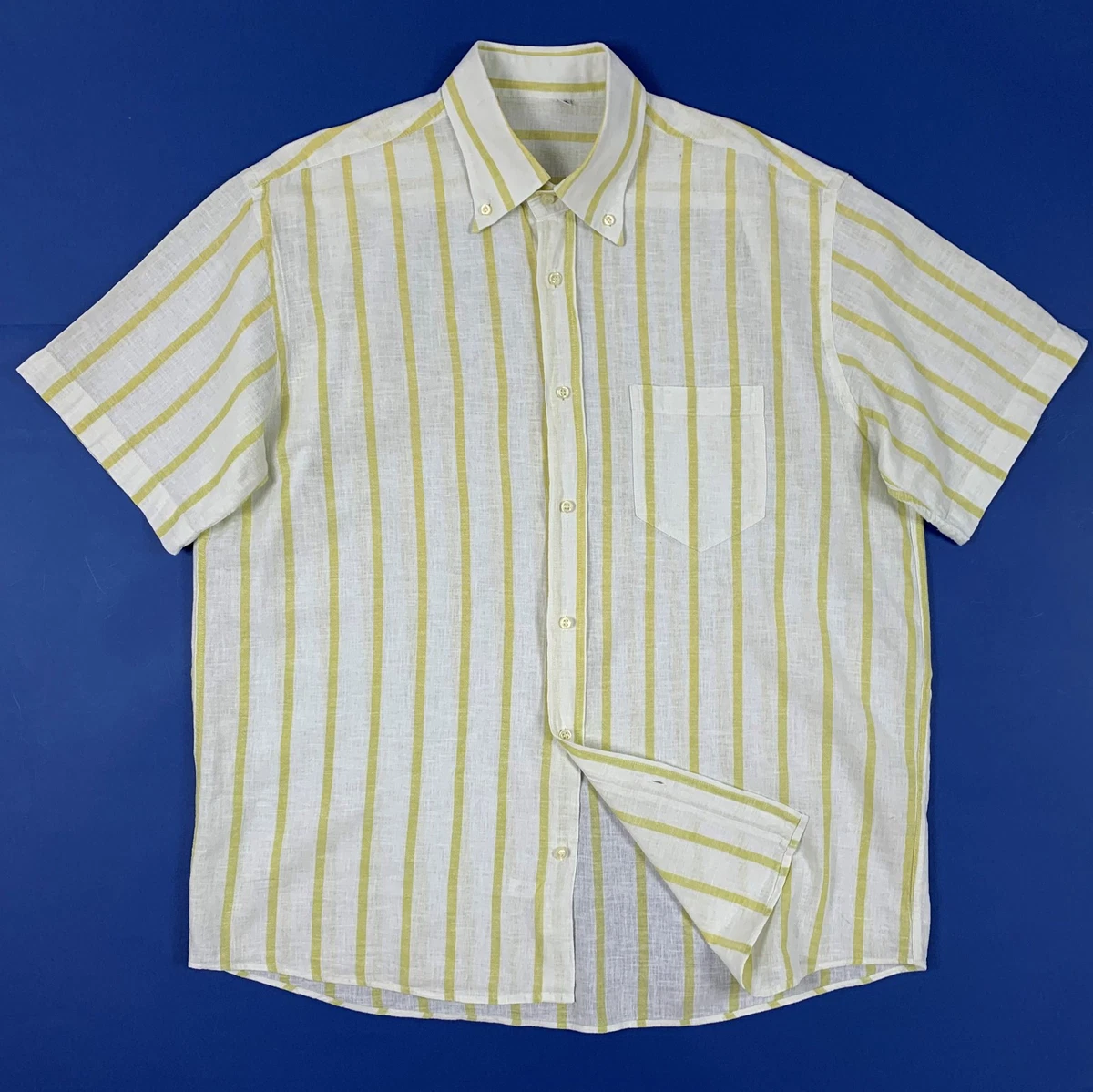 YAOHUOLE Camicia a Manica Corta da Uomo Camicia Uomo Lino e Cotone Henley Shirt, bianco, M
