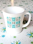 Vintage Anchor Hocking Fire King Atomic Blue Heaven Glass Mug with USA