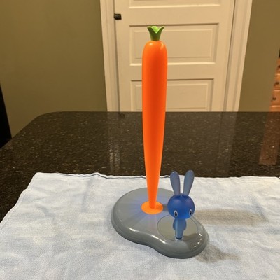 Vintage 2002 Alessi Bunny & Carrot Kitchen Roll Paper Towel Holder Adorable (LS)