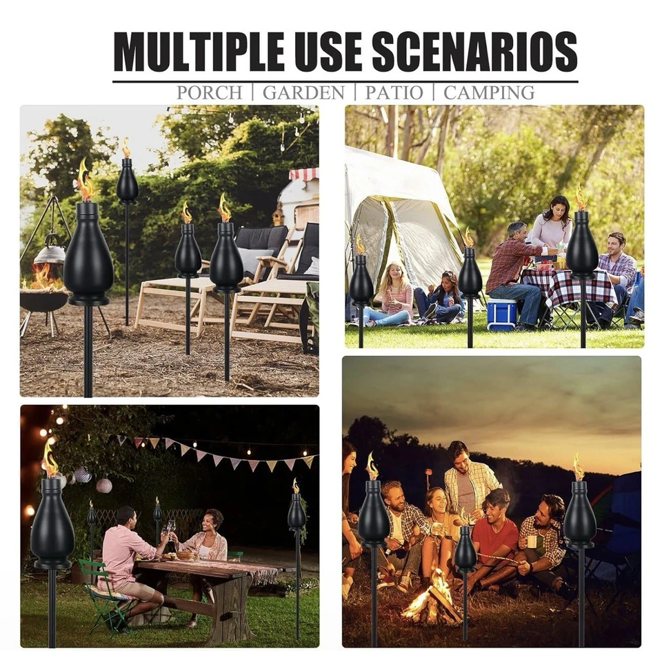 Paquete de 6 antorchas metálicas de citronela para exteriores, antorchas de jardín de 60 pulgadas Foto 3 de 4