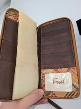 Fossil Passport Wallet ID Travel Brown Clutch...