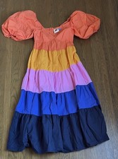 FARM RIO BY ANTHROPOLGIE tiered color block maxi dress size xs petite