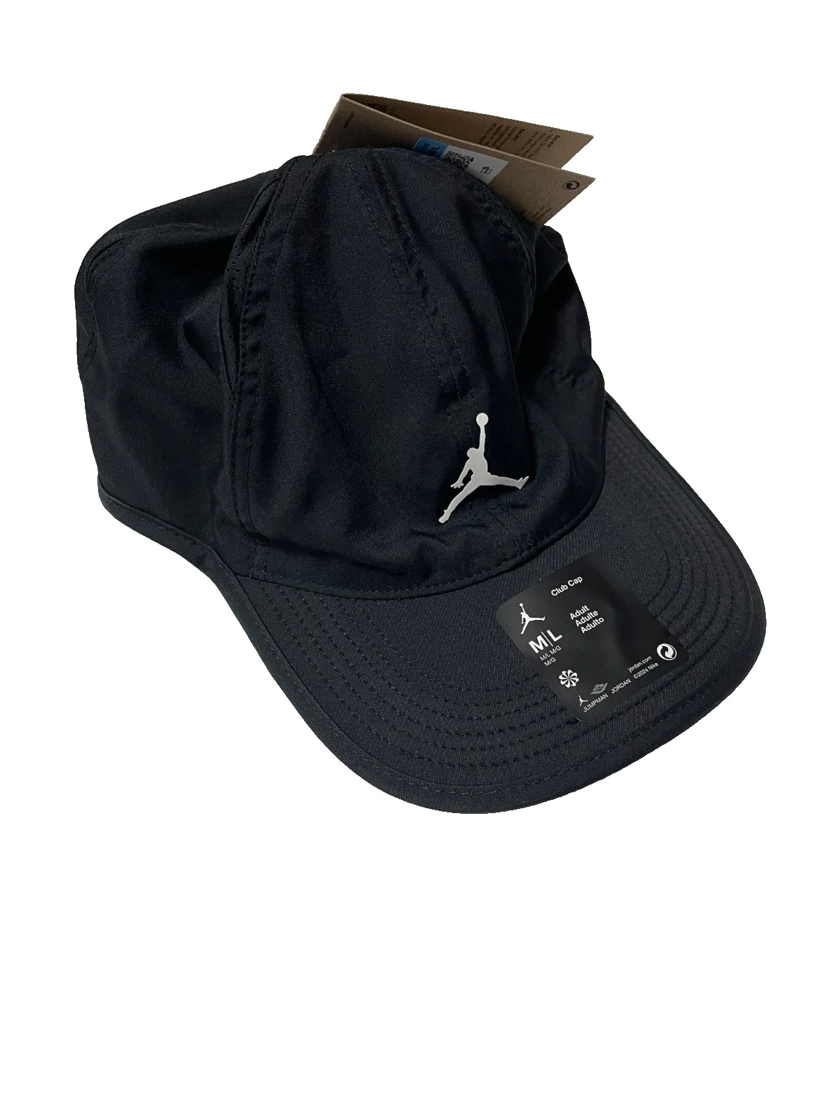 Jordan Hat Mens Adjustable Nike Dri FIT Club Cap Unstructured Black FN4675 M/L