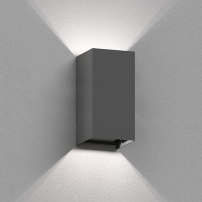 Wandleuchte CUBEL für außen, anthrazit, IP65, Up & Downlight, rechteckig,