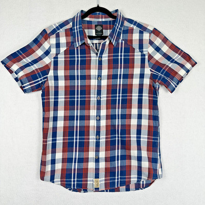 Harley Davidson Collared Button Up Shirt Mens Large Red/Blue Biker Motorcycle