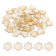 100Pcs Crystal Maple Leaf Beads Translucent Czech Glass Beads, Green Orange