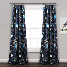 Universe Curtains Outer Space Stars Galaxy Planet Rocket Pattern Light Filteri
