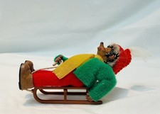 Steiff Mecki Hedgehog Figurine Ornament Gustav Mohair w/Sled