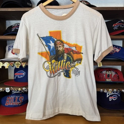 Vtg 1984 Willie Nelson Ringer T-shirt Country Music Band Tou 1980s vintage concert t-shirt, vintage, single stitch, B+ condition