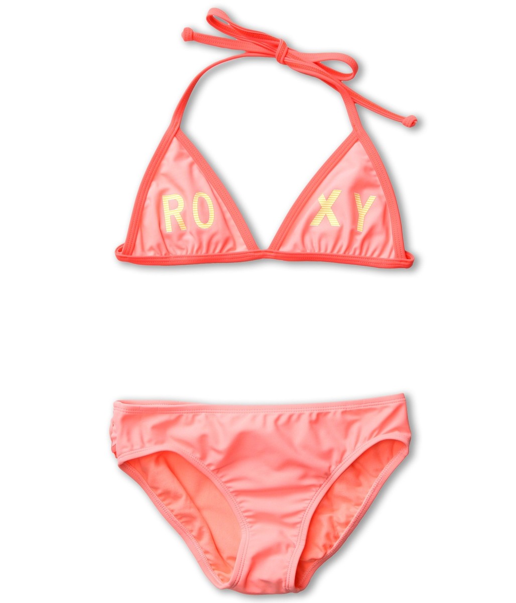 NEW* ROXY SWIMSUIT BIKINI 2 PC $44 GIRLS 16 Neon Coral
