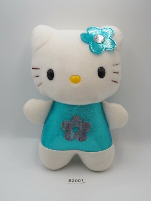 Hello Kitty B2001 Blue Glitter Flower Sanrio Eikoh 2000 Plush 7'' Toy Doll Japan