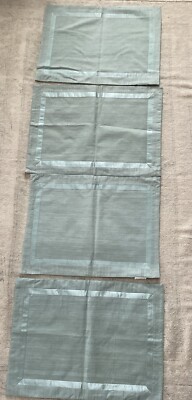 Crate And Barrel Set Of 4 Valencia Silk Cotton Placemats In Mineral Blue *READ