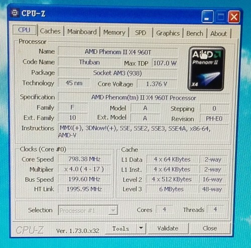 AMD Phenom II X4 960T Black Edition HD96ZTWFK4DGR AM3 AM2+ 95W Desktop CPU - Picture 3 of 3