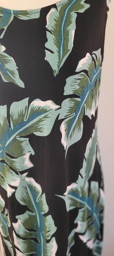 Peacocks Green And Black Size 14 Tunic Dress Strappy Back Leaf Print - Picture 3 of 5