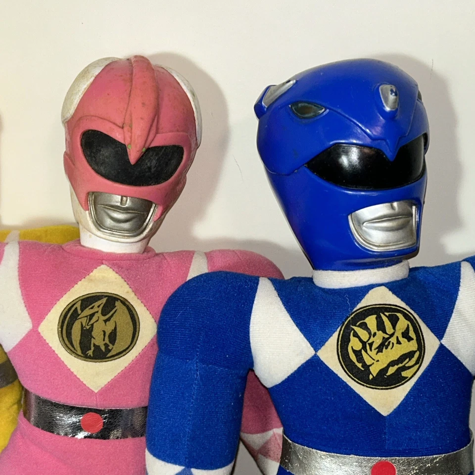 VTG Lot of 3 Saban Power Rangers Plush Action Figures Pink Yellow Blue 1993 - Image 2 of 4