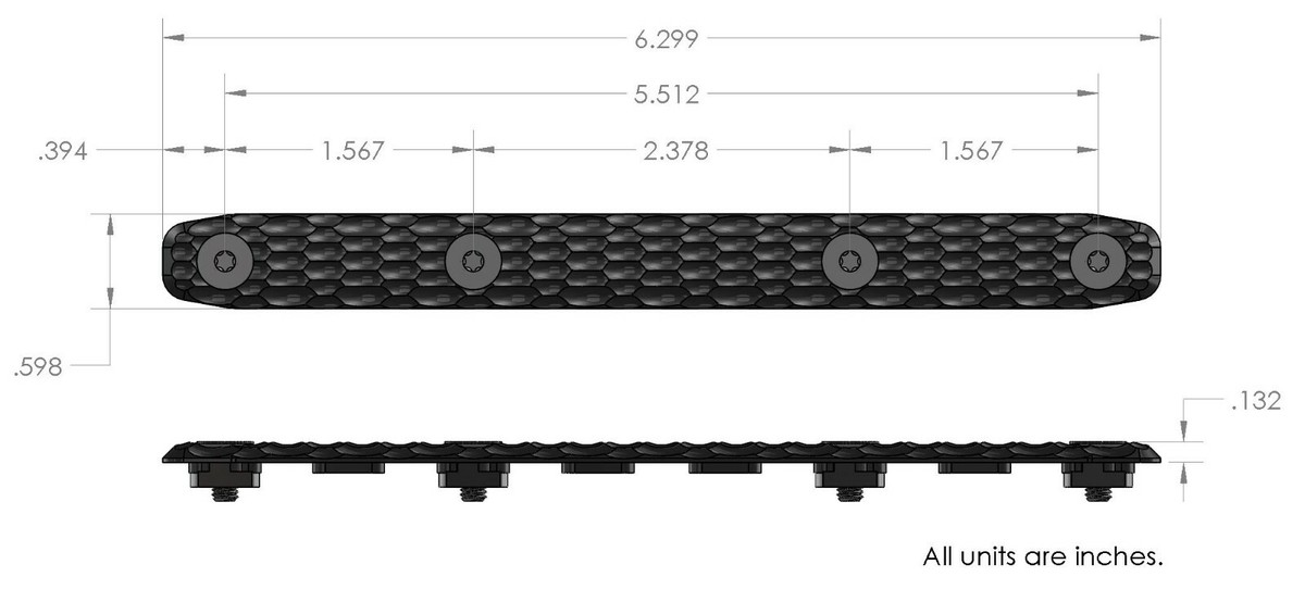 Mechforce G10 Scale Hand Grip Panel for MLok Rail Cover, 4 Slot