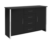 Sideboard Or Cupboard Black Ash 4 Drawer 2 Door Chrome Trim Finish Sideboard Or Cupboard Black Ash 4 Drawer 2 Door Chrome Trim Finish