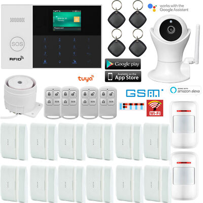 T10 Tuya APP WiFi Cloud GSM Wireless Home Security Alarm System+IP Camera+RFID