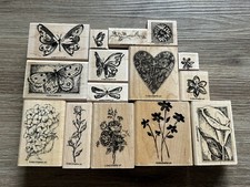 Stampin Up Stamps Craft Supplies Rubber Stamp Lot Butterflies Hearts Flowers