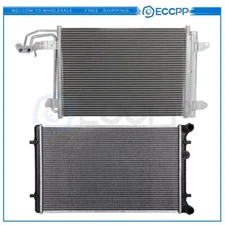 Aluminum Radiator & Condenser Cooling Kit For 09-12 Audi A3 2006 Volkswagen GTI