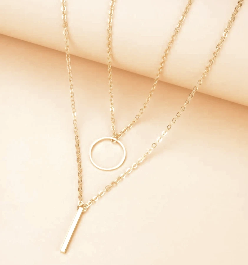 Golden ring pendant cheap chain link necklace