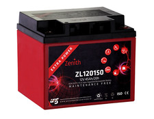 ZENITH ZL120150 BATTERIA SOLARE AGM 45Ah 12V SOLARE CAMPER RINNOVABILI DEEP CYCL