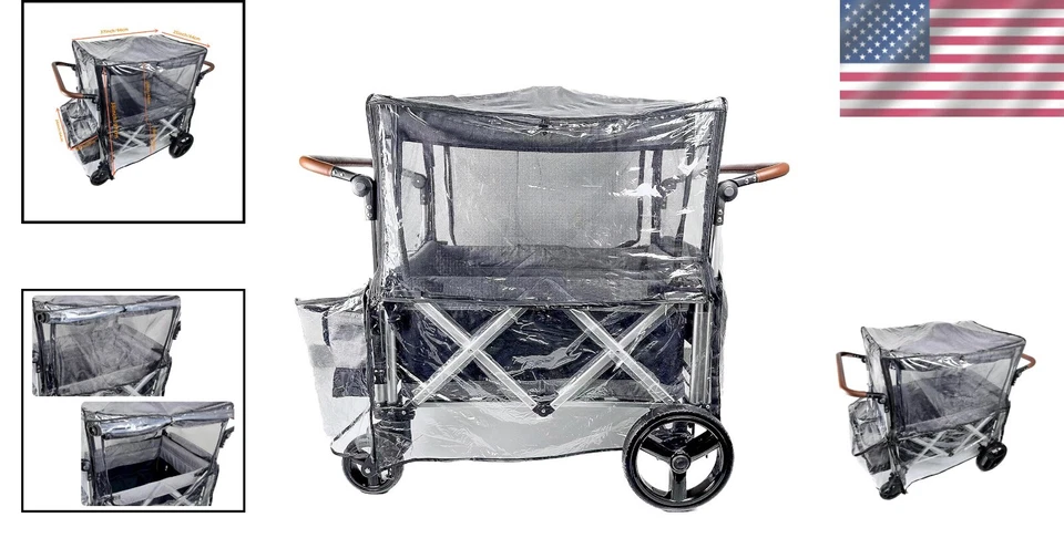 Cubierta de lluvia de gran tamaño para cochecito con mosquitera - Protección impermeable Foto 2 de 4