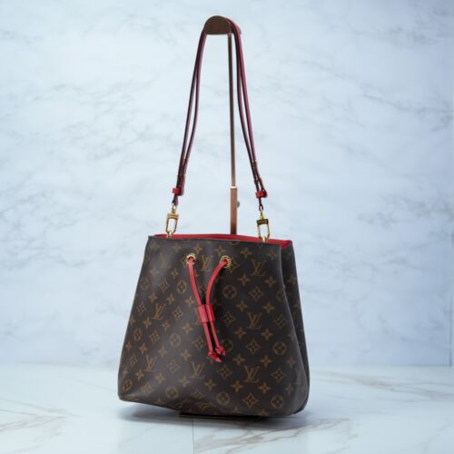 Louis Vuitton Monogram NeoNoe MM Drawstring Shoulder Bag Coquelicot Red M44021 - Picture 1 of 24