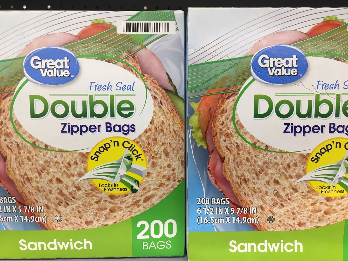 2 200 Great Value Double Zipper Sandwich Bags Snap N Click