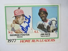 1978 Topps # 202 George Foster Jim Rice Autograph / Signed Card Boston Red Sox