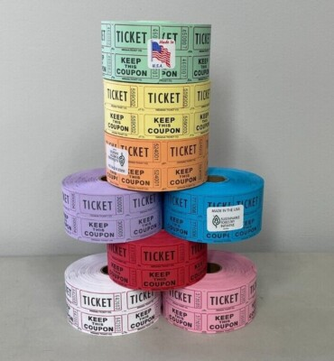 #ad #ad Raffle Tickets Roll of 1000 Double Stub 50 50 Split the Pot Fund Raiser $9.19