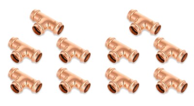3/4'' Copper Press Tee Fitting,No Lead ProPress Copper Pressure Press 3 Way (10)