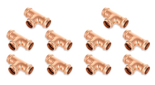 3/4" Copper Press Tee Fitting,No Lead ProPress Copper Pressure Press 3 Way (10)